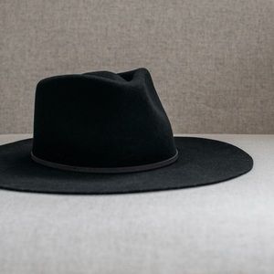 Equal Uprise Straight Brim Black Wool Hat